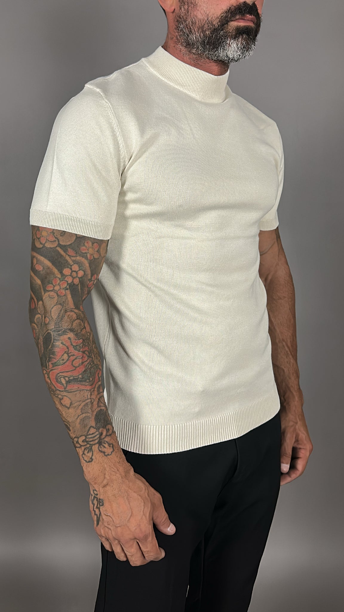 T-SHIRT MEZZO COLLO IN FILO