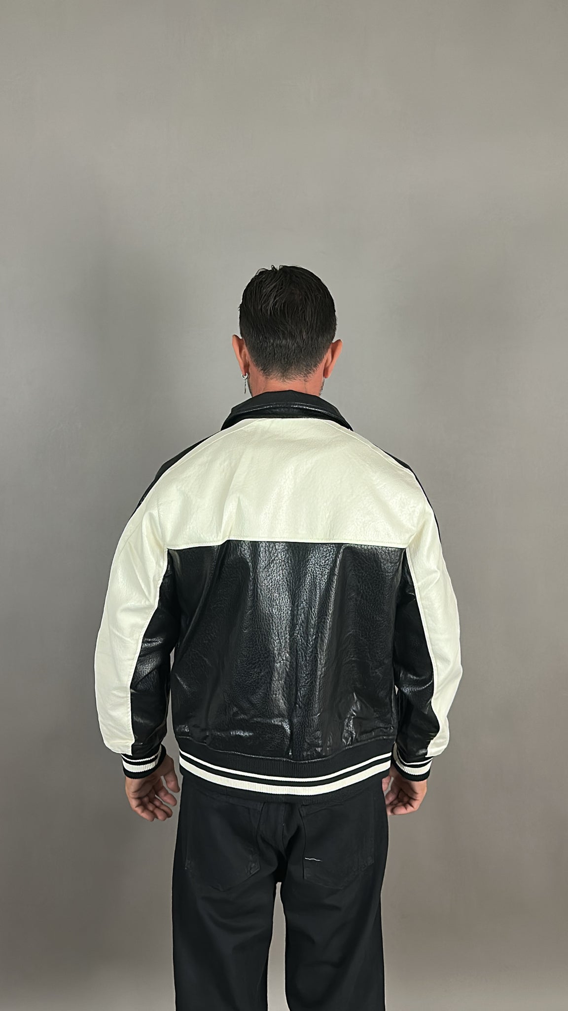 BOMBER PELLE BLACK&WHITHE