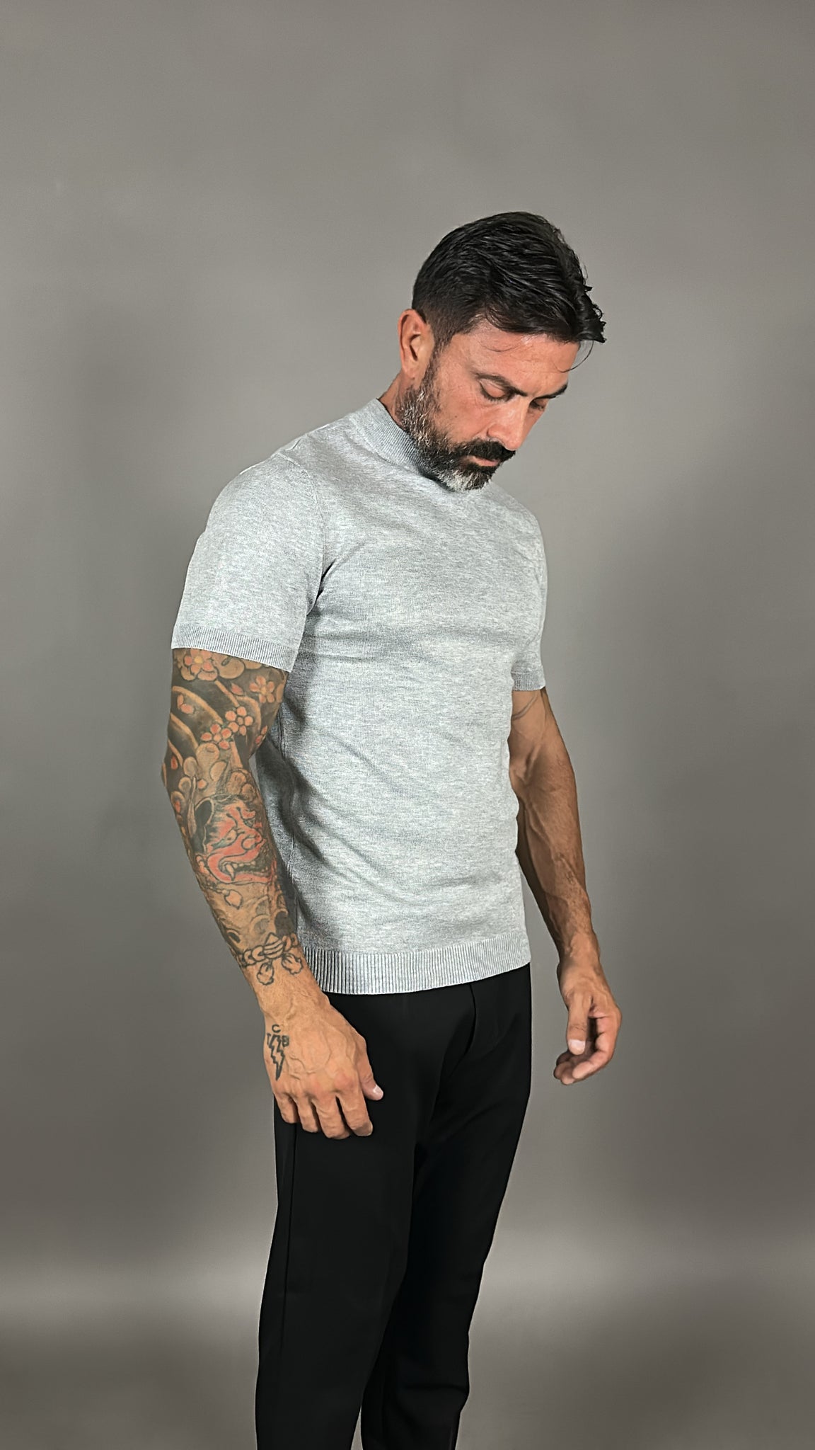 T-SHIRT MEZZO COLLO IN FILO