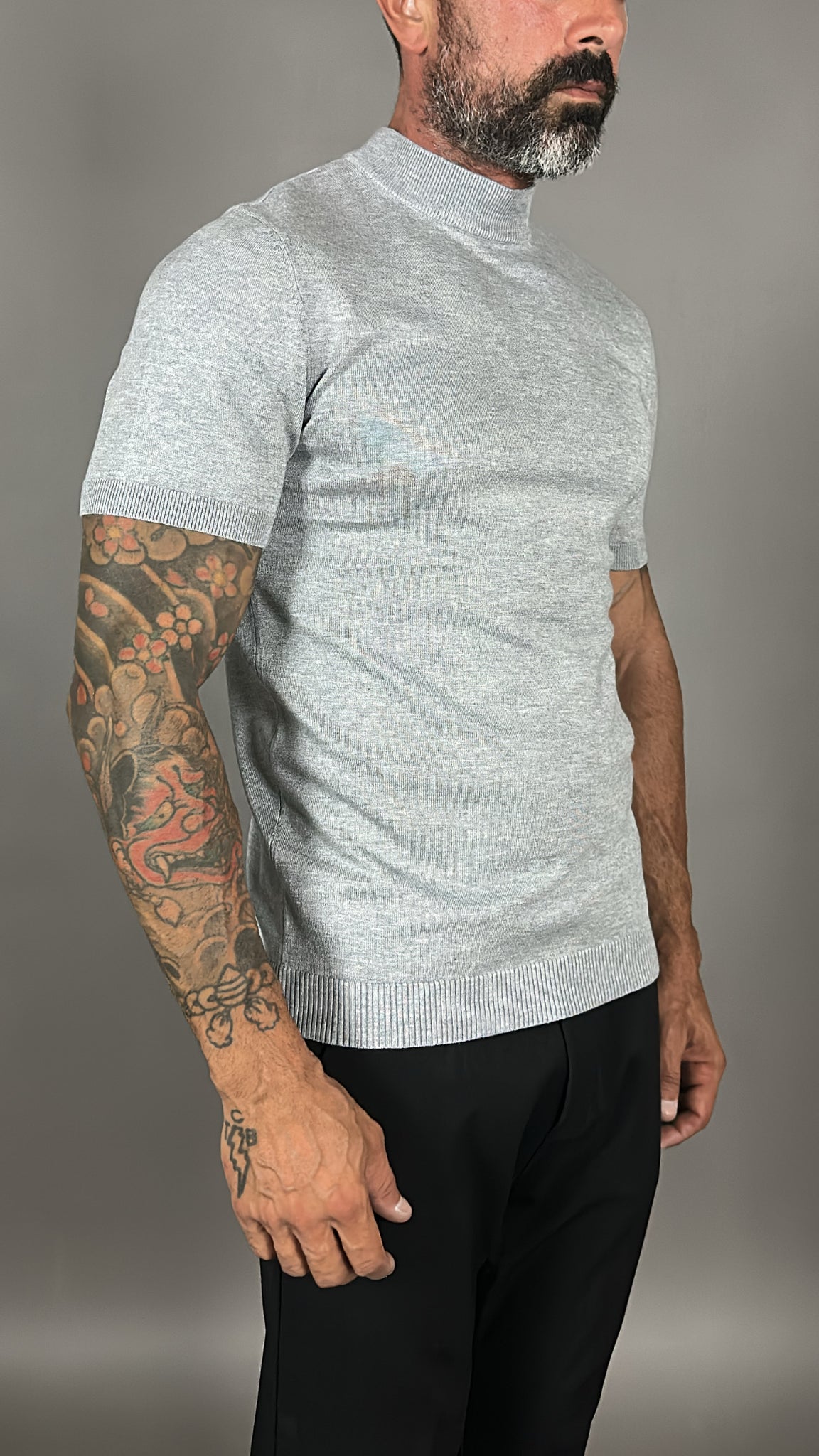 T-SHIRT MEZZO COLLO IN FILO